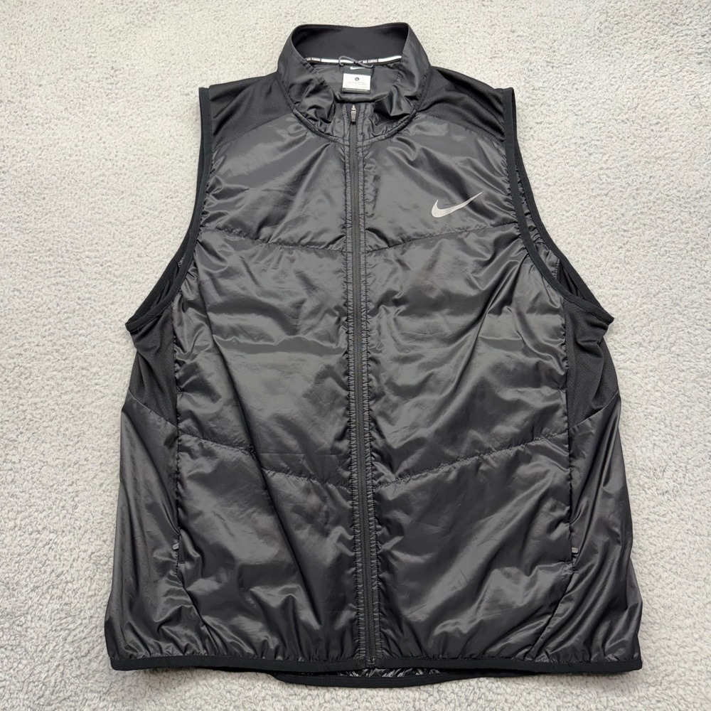Nike 689475-010 Mens XL Black Aeroloft Polyfill‎ Full-Zip Running Puffer Vest